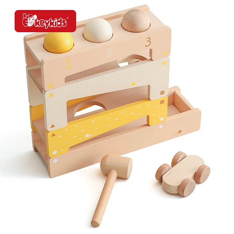 high quallity 5 level wooden race car ramp toy set with car and 3 balls W04E450